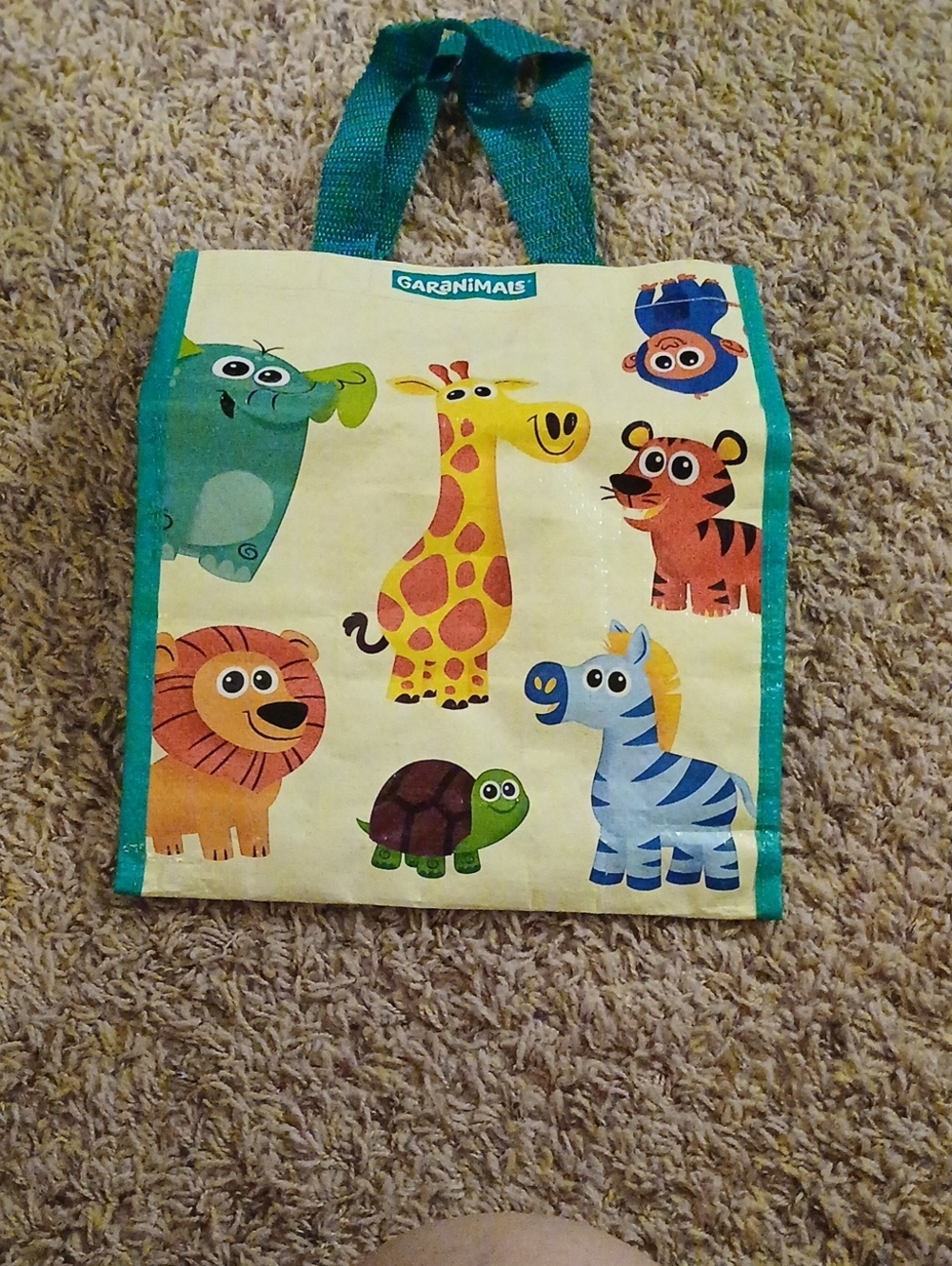 Garanimals Kids Animal Print Tote Bag - Teal Trim and Multicolor Animals